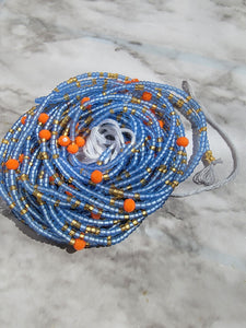 Frosted Blue & Orange Waistbead